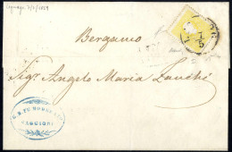 Cover 1858, 2 Soldi Giallo, Primo Tipo, Su Circolare Da Legnago 7.5.1859, Cert. E. Diena (Sass. 23 - ANK 6I) - Lombardije-Venetië