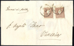 Cover 1858, 10 Soldi Bruno, Primo Tipo, Due Esemplari Su Lettera Da Mantova (Sass. 26 - ANK 10I) - Lombardo-Veneto