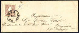 Cover 1858, 10 Soldi Bruno, Primo Tipo, Su Lettera Da Verona, Firm. E. Sorani (Sass. 26 - ANK 10I) - Lombardo-Venetien