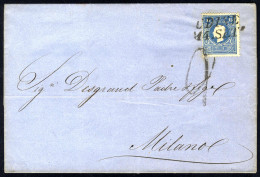 Cover 1859, 15 Soldi Azzurro Secondo Tipo, Su Lettera Da Udine Il 14.9., Per Milano (Sass. 32 - ANK 11II) - Lombardo-Venetien