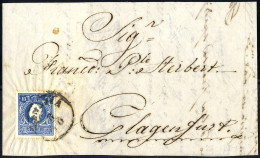 Cover 1859, 15 Soldi Azzurro Secondo Tipo, Su Lettera Da Venezia Il 8.10., Per Klagenfurt (Austria), (Sass. 32 - ANK 11I - Lombardo-Venetien