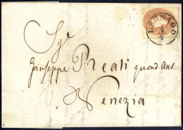 Cover 1861/62, 10 Soldi Bruno Mattone, Su Lettera Da Legnago Il 4.4., Per Venezia, (Sass. 34- ANK 13) - Lombardy-Venetia