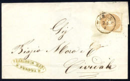 Cover 1864/65, 15 Soldi Bruno, Su Lettera Da Verona Il 21.1., Per Cividale (Sass. 45- ANK 23) - Lombardije-Venetië