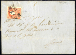 Cover "Erba / 25 GEN.", Annullo Corsivo Su 5 Soldi Rosso Su Lettera Per Como, Cert. E. Diena (Sass. 25 - 10P.) - Lombardije-Venetië