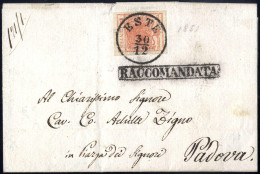 Cover "ESTE 30 / 12", Annullo C1 Su 15 Cent. Su Raccomandata Per Padova, Francobollo Della Raccomandazione Asportato Al  - Lombardije-Venetië