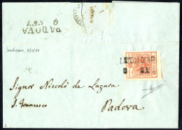 Cover "LENDINARA / 8 SET.", Annullo SD Su 15 Cent. Rosso Su Lettera Per Padova, Firm. Sorani (Sass. 3a - 6P.) - Lombardo-Venetien