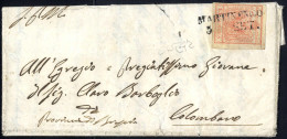 Cover "MARTINENGO / 5 SET.", Annullo SD Su 15 Cent. Rosa Rosso Su Lettera Per Colombano, Splendido E Raro, Cert. Raybaud - Lombardije-Venetië