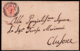 Cover "ROMANO 4 / 2", Annullo LOV Su 15 Cent., Carta A Macchina, Su Lettera Per Clusone (Sass. 20 - 7P.) - Lombardy-Venetia