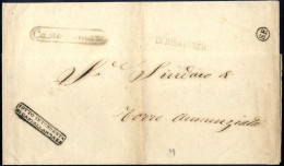 Cover 1858, Lettera Franchigia Da Castellamare Il 14.5 Per Torrannunziata, Sul Recto Ditale S.F. Nero, Annullo Delle Sta - Naples