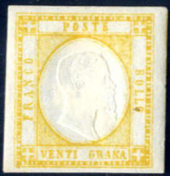 * 1861, Province Napoletane, 20 Grana Giallo, Ben Marginato Con Gomma Originale (Sass. 23, € 800). - Neapel