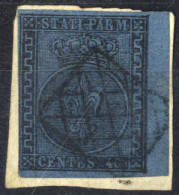 O 1852, 40 C. Azzurro, Bordo Destro 3,5 Mm., Sass. 5 / 1100,- - Parma