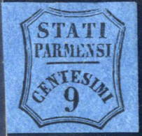 * 1853, Segnatasse Per Giornali 9 Centesimi Azzurro, Nuovo Ben Marginato, Con Gomma Originale E Linguella (Sass. Segnata - Parma