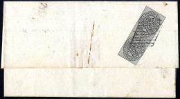 Cover 1852, ½ Baj. Grigio, Coppia Al Verso Di Lettera Da Frosinone Per Serrone, Splendida (Sass. 1 / 1000,-) - Estados Pontificados