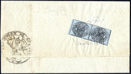 Cover 1852, ½ Baj. Grigio, Coppia Sul Verso Lettera Da Bologna 27.11.1854 Per Argile, Splendida (Sass. 1 / 1000,-) - Kerkelijke Staten