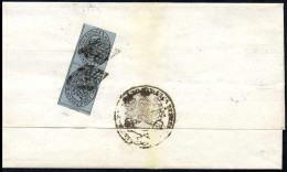 Cover 1852, ½ Baj. Grigio, Coppia Al Verso Di Lettera Da Perugia 15.4.1853 Per Pariano, Splendida (Sass. 1 / 1000,-) - Kerkelijke Staten