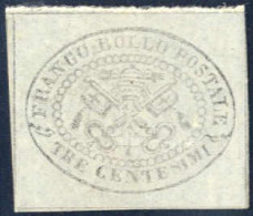 (*) 1867, 3 Cent. Grigio, Abbastanza Ben Marginato, Nuovo Senza Gomma, Un Puntino Chiaro (Sass. 15, € 750). - Kerkelijke Staten