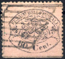 O 1868, 80 C. Rosa Chiaro Dent. 13, Annullato Con Bollo A Griglia, Firmata Vesterman, Sass. 30 / 700,- - Kerkelijke Staten