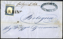 Cover "URBINO", Annullo SD Su 20 Cent. Sardegna Su Lettera Del 10.2.1861 Per Bologna, Splendida (Sass. 11P.) - Kerkelijke Staten