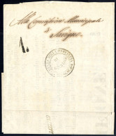 Cover 1859, Manifesto Del 13.8.1859 Da Bologna A Savigno Con Porto Assegnato "1" Baj. A Tampone, A Lato Timbro SI "BAZZA - Romagna