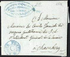 Cover 1818, Lettera In Franchigia Da Torino Il 11.11 Per Chambery, Bollo Azzurro REGIE POSTE C - Sardinië