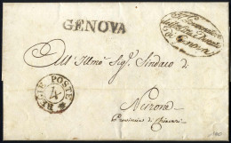 Cover 1819, Lettera In Franchigia Da Genova Il 4.11 Per Neirone, Bollo Nero REGIE POSTE 4, Bollo Lineare Nero GENOVA - Sardinië