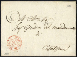 Cover 1822, Lettera In Franchigia Da Novara Il 12.12 Per Casatisma, Bollo Rosso REGIE POSTE 50 - Sardinië