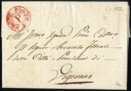 Cover 1822, Lettera In Franchigia Da Torino Il 16.2 Per Vigevano, Bollo Rosso REGIE POSTE P - Sardinië