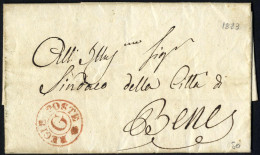 Cover 1823, Lettera In Franchigia Da Torino Il 31.5 Per Bene, Bollo Rosso REGIE POSTE G - Sardinië