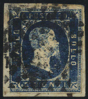 Piece 1851, 20 Cent. Azzurro Vivo, Prima Tiratura, Appena Stretto In Basso, Cert. Cardillo (S. 2e / 3750,-) - Sardaigne