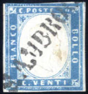 O "S. AMBROGIO", IV. Em. 20 C. Azzurro Latteo, Tre Margini Chiari Ma Un Po Intaccato In Alto A Sinistra, Nitido Annullo  - Sardaigne