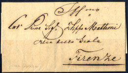 Cover 1849, Lettera Completa Del Testo Del 28.5.1849 Da Livorno A Firenze, Al Verso Timbri Arcaici "12.P" E "28. MAGGIO" - Toskana