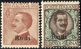 ** 1922/23, Rodi, Serie Completa 2 Valori, Nuovi Con Gomma Integra, Sass. 13,14 - Aegean
