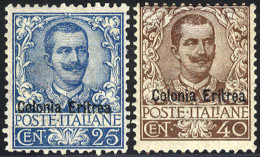 * 1903, Floreale Con Soprastampa, 11 Valori, Alti Valori Cert. Caffaz, Sassone 19-29 /1500,-, Unificato 19-29 - Eritrea