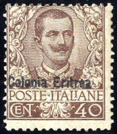 * 1903, Floreale, 40 Cent. Bruno, L' Alto Val. Della Serie, Firmato Raybaudi (U. + S. 25 / 550,-) - Erythrée