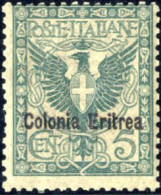 ** 1903, Soprastampati, 5cent Soprastampato "Eritrea", Gomma Originale Integra, Sass. 21 - Erythrée