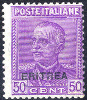 ** 1928/29, 50 Cent. Violetto, Gomma Integra (Sass. 137 / 375,-) - Eritrea