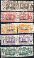 ** 1916, 5, 25, 50 C. E 1 + 2 L. Nuovi Con Gomma Integra, Sass. 1,3-6 - Erythrée