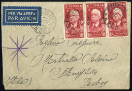 Cover 1936, Lettera Aerea Con Striscia Di Tre 50 C. V.E. III, Bollo "posta Militare N. 210" Il 26.11.36 Per Padova - Etiopía