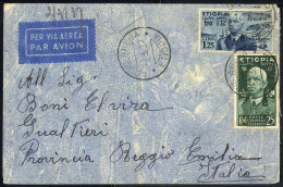 Cover 1937, Lettera Da Addis Abeba 9.3.1937 Per Reggio Emilia Affrancata Con 25 Cent. Verde Scuro + 1,25 Lire Grigio Azz - Etiopía