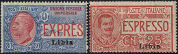 * 1915, Espressi, 25c.+ 30 C., 2 Valori, Sass. 1-2 / 120,- Unif. E1-2 - Libyen