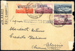 Cover 1940, Due Frontespizi Raccomandati Da Tripoli Il 18.9.40 Per Alassio, Affrancata Con Vari Valori "Mostra Triennale - Libyen