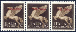 **/pair 1930, 50 C. Bruno Con Soprastampa Rossa "TRIPOLITANIA", Non Emesso, Striscia Orizzontale Di Tre Con Gomma Origin - Tripolitania