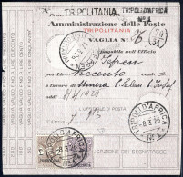 Cover 1926, Segnatasse Per Vaglia, 50 C. Violetto E 2 L. Bruno Su Vaglia Da Tripoli Il 8.3, Sass. 3,5 / 1000,- - Tripolitaine