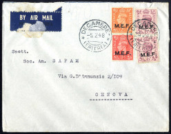 Cover 1948, Lettera Da Decamere 5.2.1948 Per Genova Affrancata Con Sass. 6 + 7 + 11x2 - British Occ. MEF