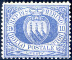 * 1877, 10 C. Oltremare Chiaro, Nuovo Con Gomma Originale, Buona Centratura (Sass. 3, € 450). - Other & Unclassified