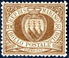 * 1877, 30 C. Bruno Nuovi Con Gomma Originale, Molto Ben Centrato (Sass. 6, € 3.600). - Sonstige & Ohne Zuordnung