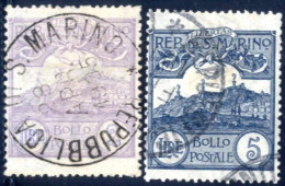 O 1903, 2 L. Violetto E 5 L. Ardesia Usati, Timbri Leggeri E Ben Leggibili (Sass. 44-45, € 950). - Sonstige & Ohne Zuordnung