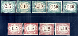 * 1897-1919, Segnatasse 5 C. Verde - 10 L. Rosa, Serie Completa Nuova Con Gomma Originale E Leggera Traccia Di Linguella - Sonstige & Ohne Zuordnung