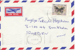 Iraq Air Mail Cover Sent To Sweden 27-8-1999 Single Frankerd BUTTRERFLY - Iraq