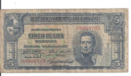 URUGUAY 5 PESOS L.1939 VG+ P 36 A - Uruguay